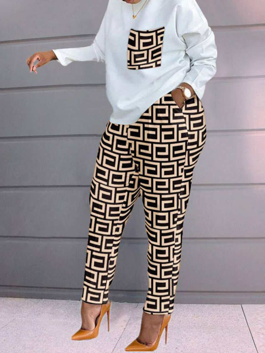 Geometric Print Pants Set