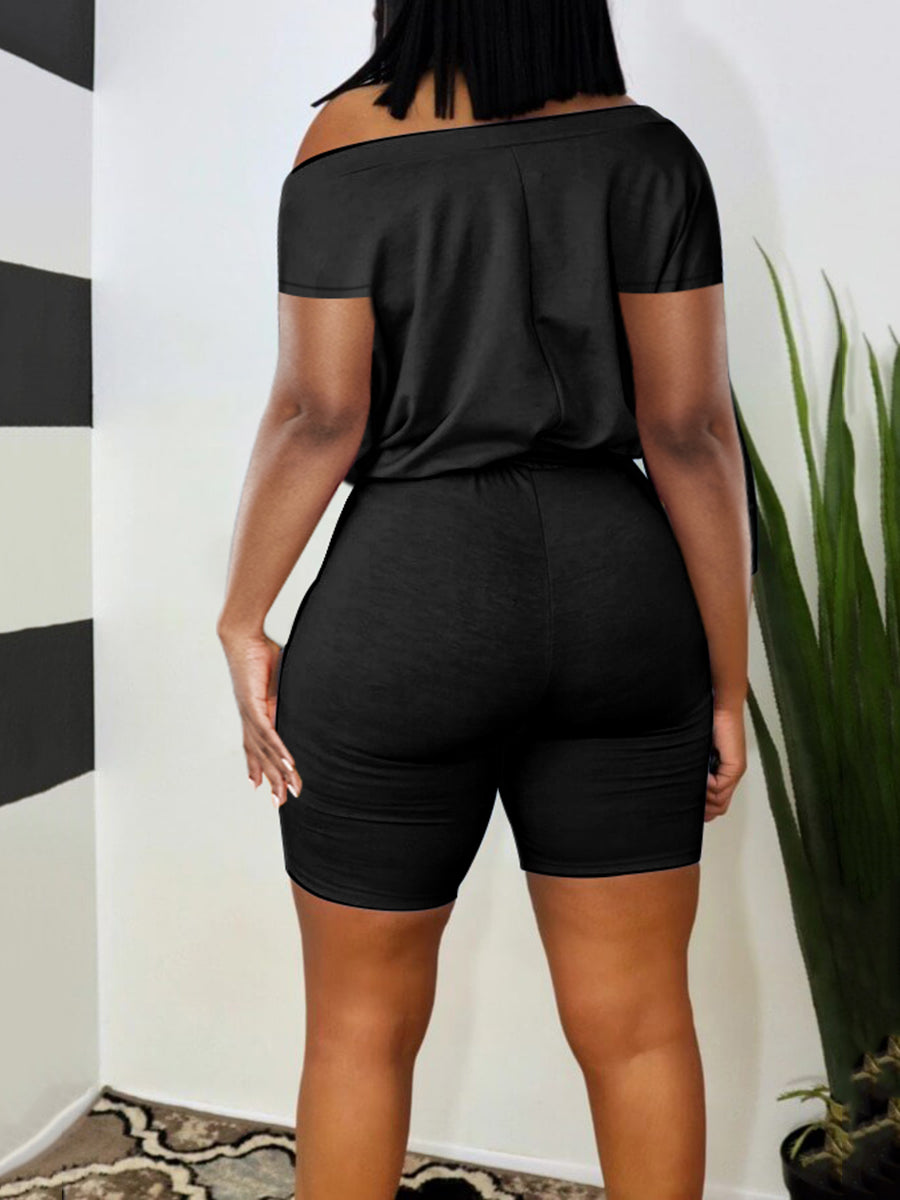 Black Off Shoulder Romper One-Piece
