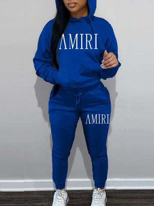 Blue Two-Piece Hoodie Set